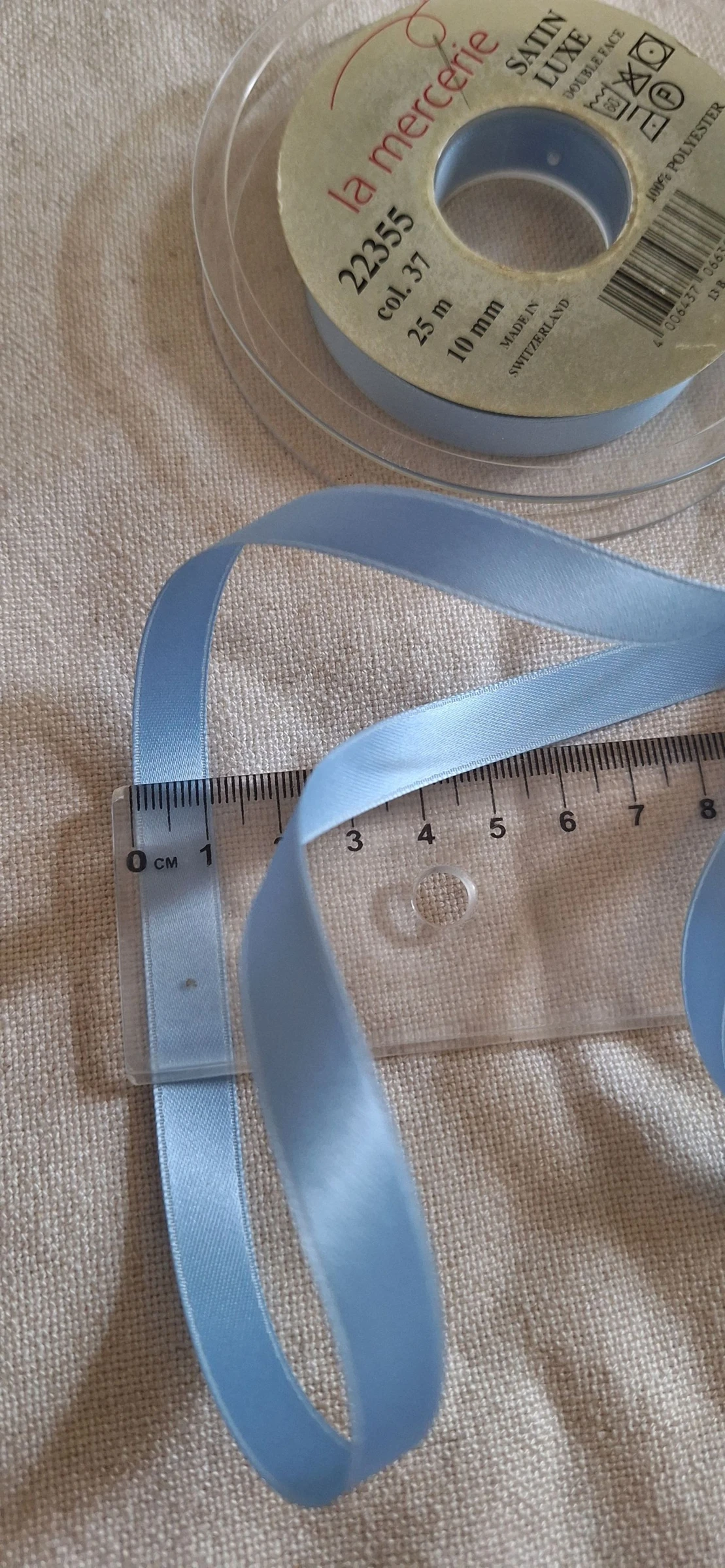 5 mètres de satin 10 mm ruban double face bleu ciel 